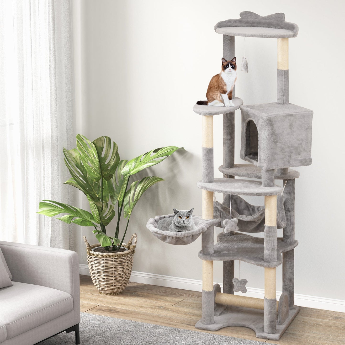 69 Inch Multi-level Cat Tree with Cozy Condo and Top Perch