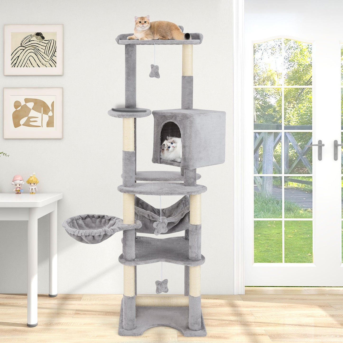 69 Inch Multi-level Cat Tree with Cozy Condo and Top Perch