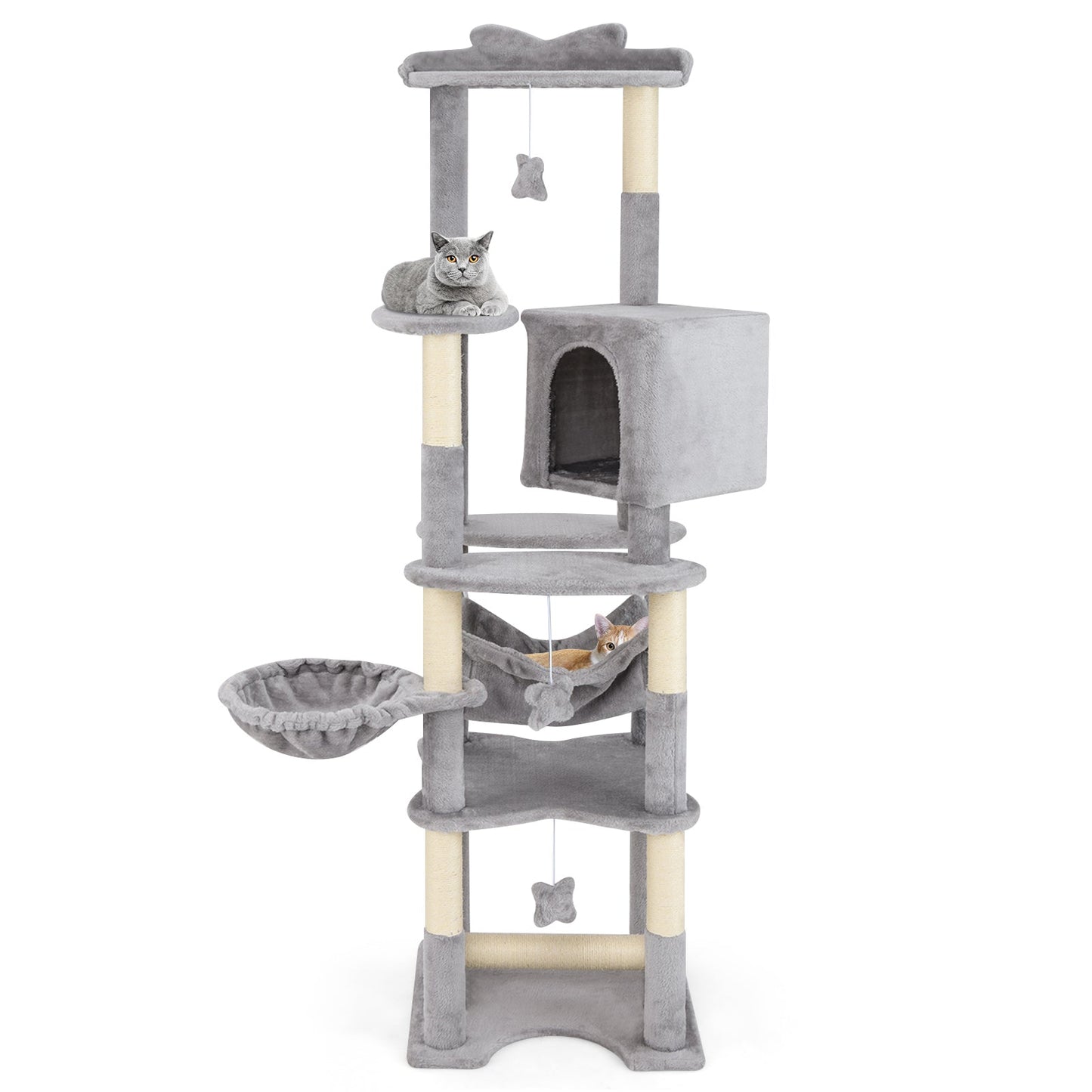 69 Inch Multi-level Cat Tree with Cozy Condo and Top Perch