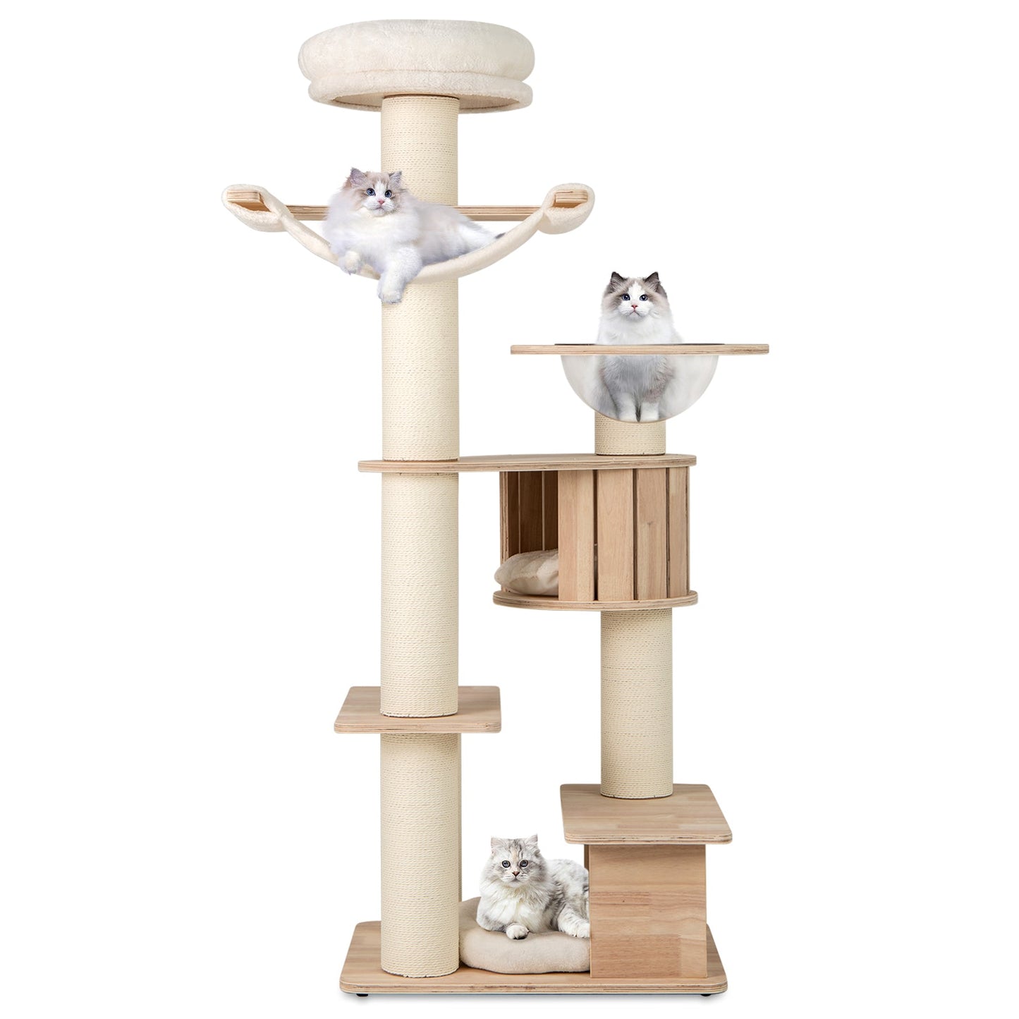 Arbre à chat de 69 pouces avec perchoir confortable et coussins lavables