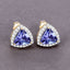Boucles d'oreilles en tanzanite véritable de 3,82 carats et diamants blancs en or 14K