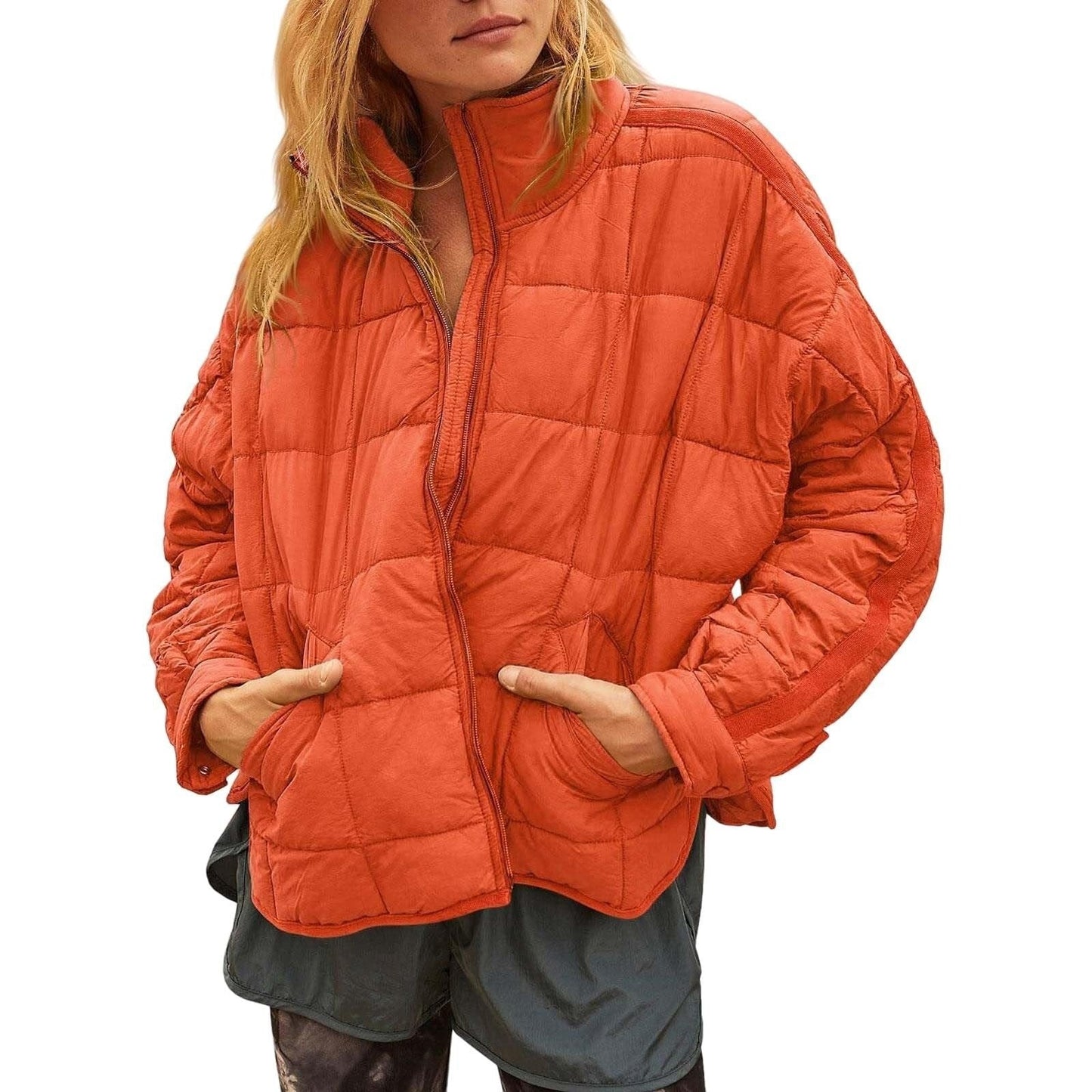 Veste d'hiver élégante à col montant zippée pour femmes