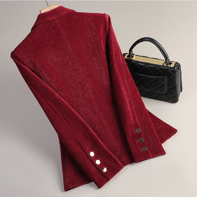 Blazer en Velours Doré Ajusté pour Femmes