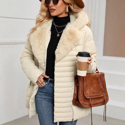 Lightweight Quilted Hooded Puffer Jacket in Apricot