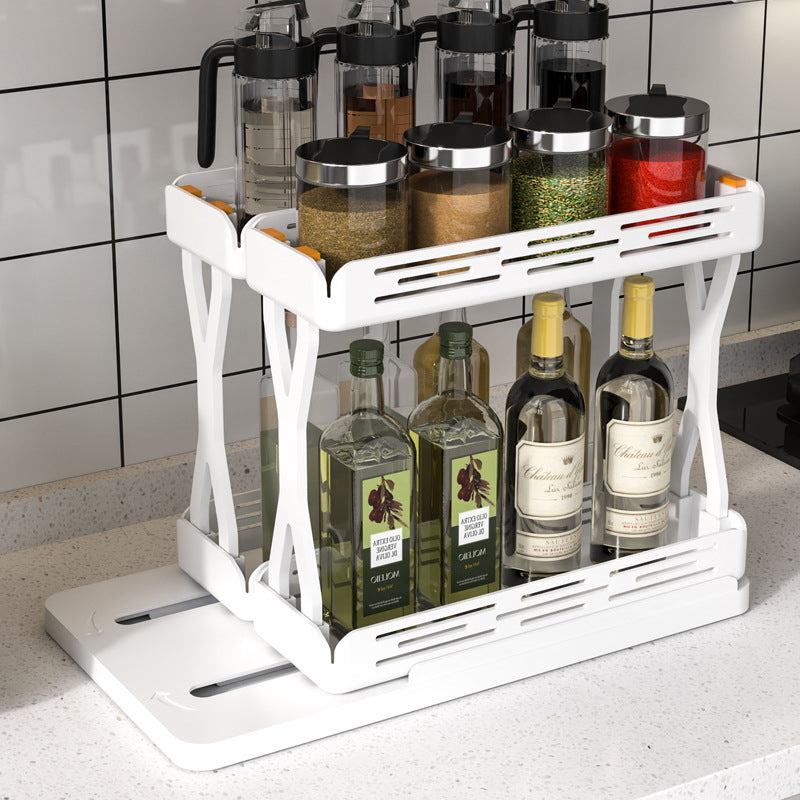 Pull out Rotating Spice Rack Organizer for Cabinet Rotate Makeup Organizer Slide Bottle Box Holder Plastic Seasoning Spice Rack - Korvel