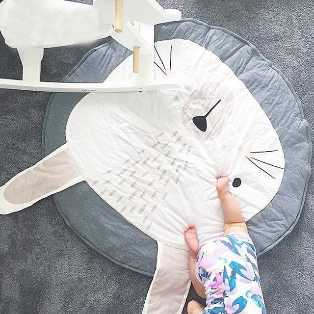 Alfombra de Juego de Algodón en Forma de Cisne de 90CM para Niños - Alfombra Redonda Suave
