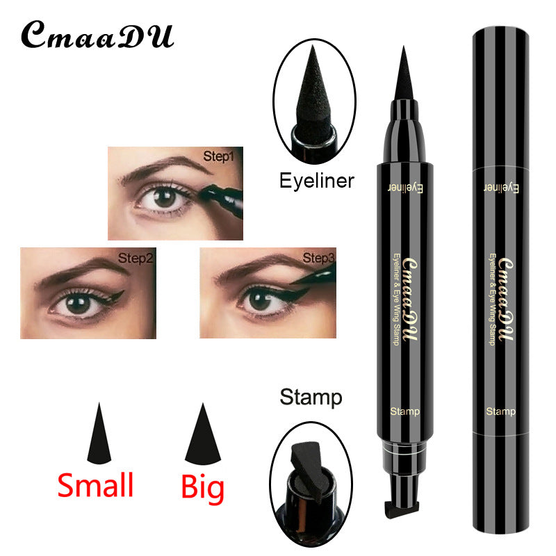 Seal Eyeliner Liquid Pen Quick-Drying Non Smudge Waterproof Eyeliner Double-Ended Eyeliner Beauty Makeup - Korvel
