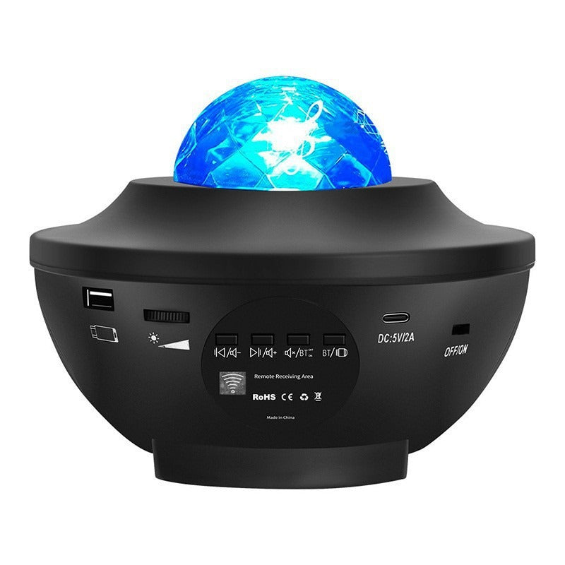 Full Sky Star Laser Sky Projection Light Atmosphere Light Bluetooth Music USB Flame Bowl Water Pattern Light Night Light - Korvel