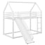 Twin over Twin House Bunk Bed with Ladder and Slide,White - Korvel
