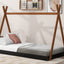 Twin Size Tent Floor Bed with Triangle Structure, Black+Brown - Korvel