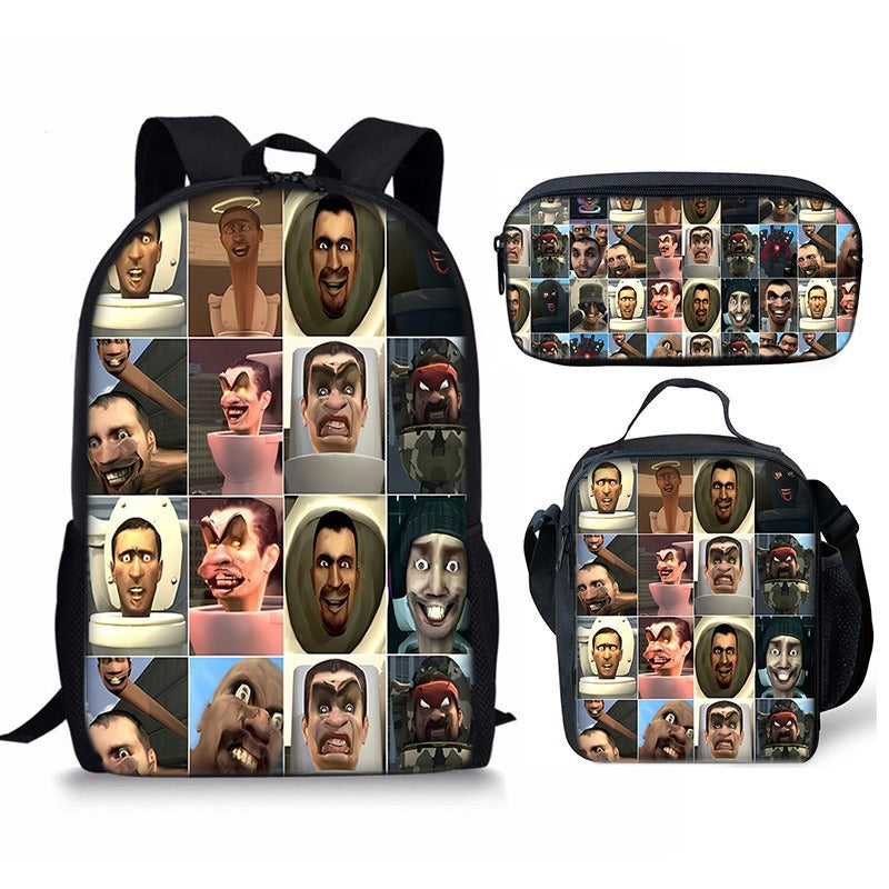 Conjunto de mochila Skibidi Toilet Man de 3 piezas para la escuela