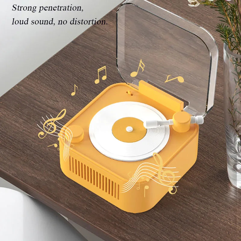 Retro Atomic Vinyl Bluetooth Speaker Hif Sound Long Battery Life Mini Record Player Rotary Speaker with Built-in Battery - Korvel