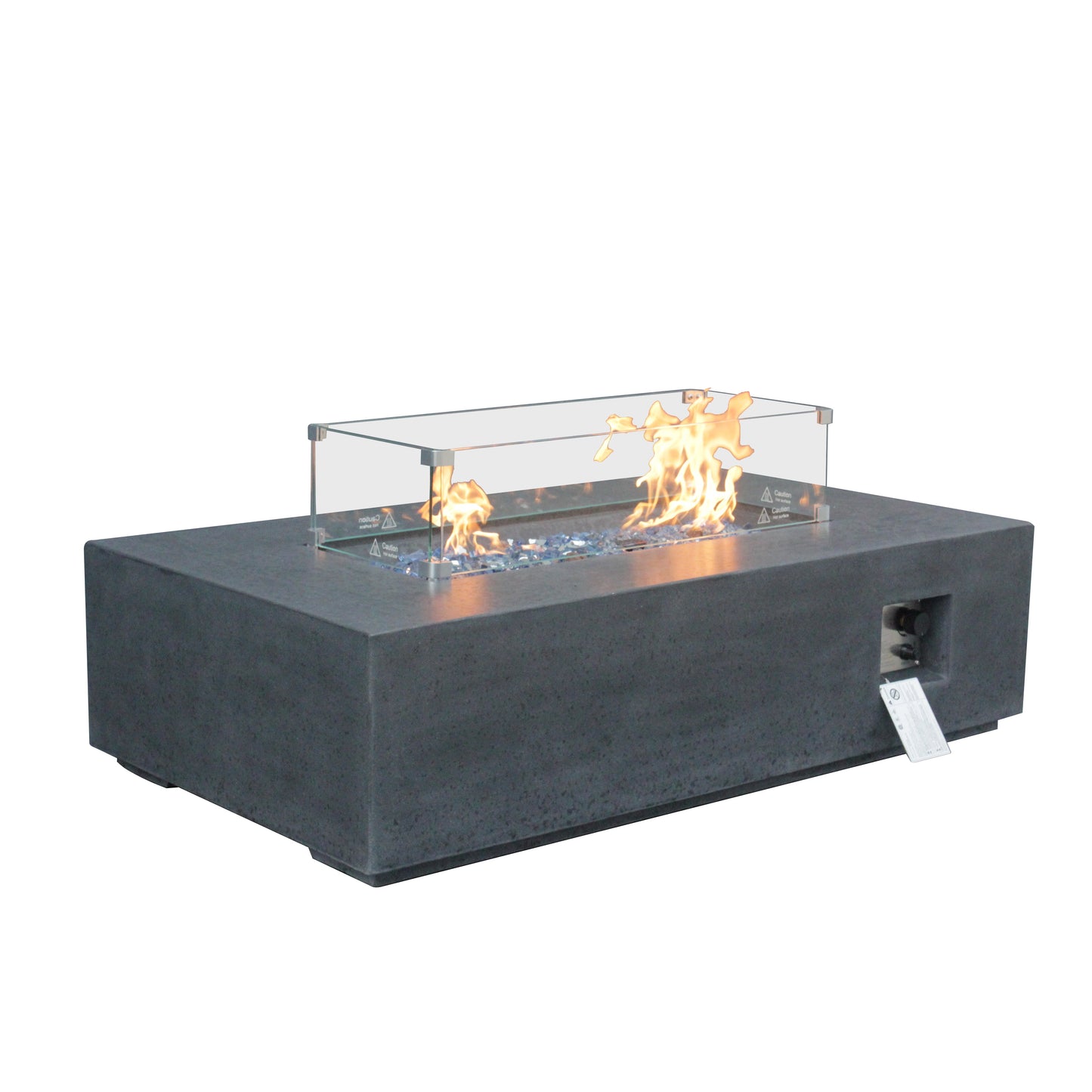 52 Inch Outdoor Concrete Propane gas rectangle Fire Pit table in Dark Gray color - Korvel