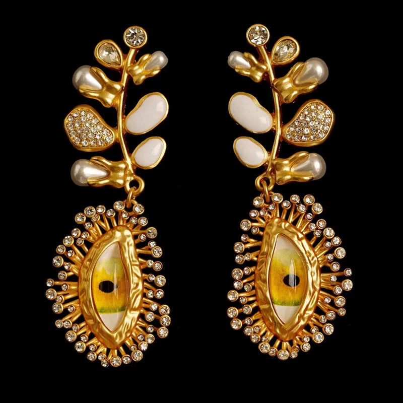 Retro Devil's Eye Nose Mouth Earrings Oil Drip for Women Jewelry Heavry Metal 2024 New Europe High Quality Eegant Gifts - Korvel