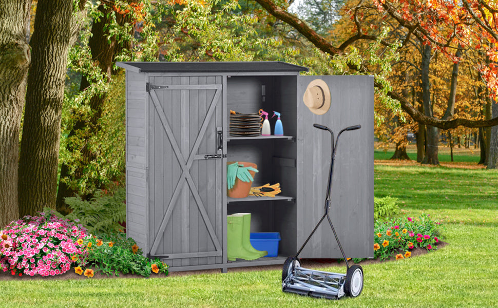 Abri de rangement en bois premium 5,3 pieds x 4,6 pieds avec toit étanche