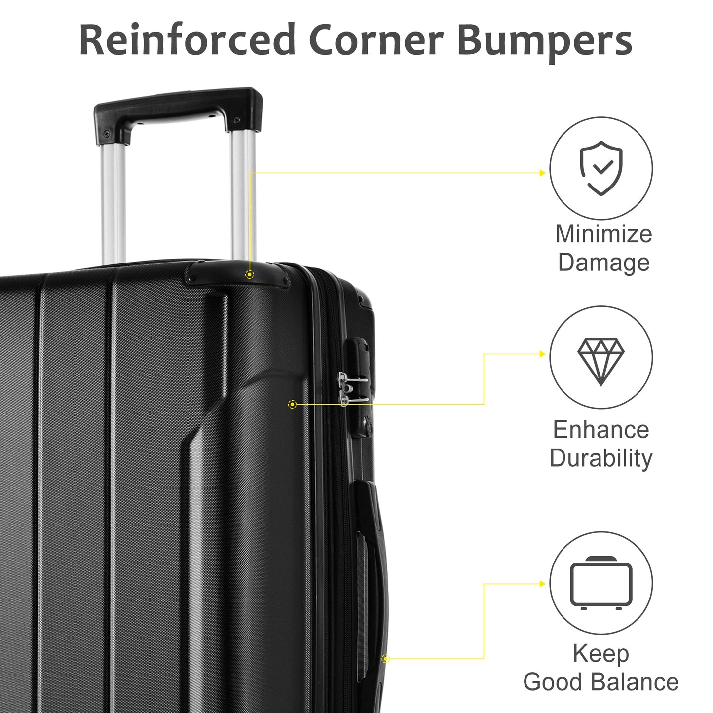 Maleta Spinner Dura Premium de 20'' con Cerradura TSA - Negra