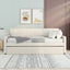 Twin Size Upholstery Daybed with Trundle and USB Charging Design Trundle can be flat or erected Beige - Korvel