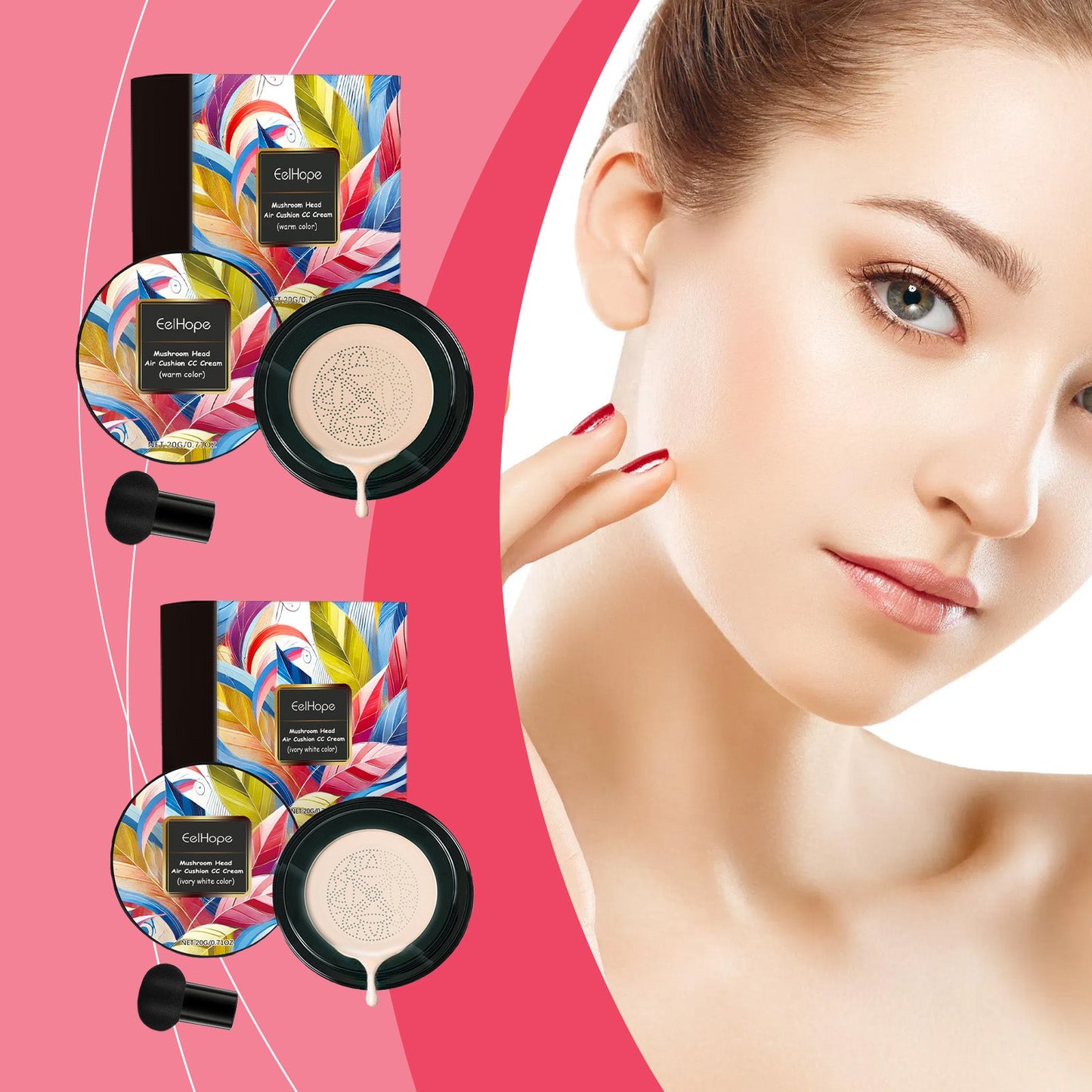 Fond de teint cushion aérien tête de champignon - Correcteur naturel
