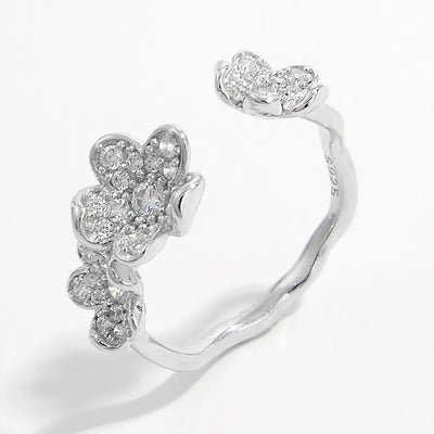 Bague ouverte en argent sterling 925 avec zircon incrusté