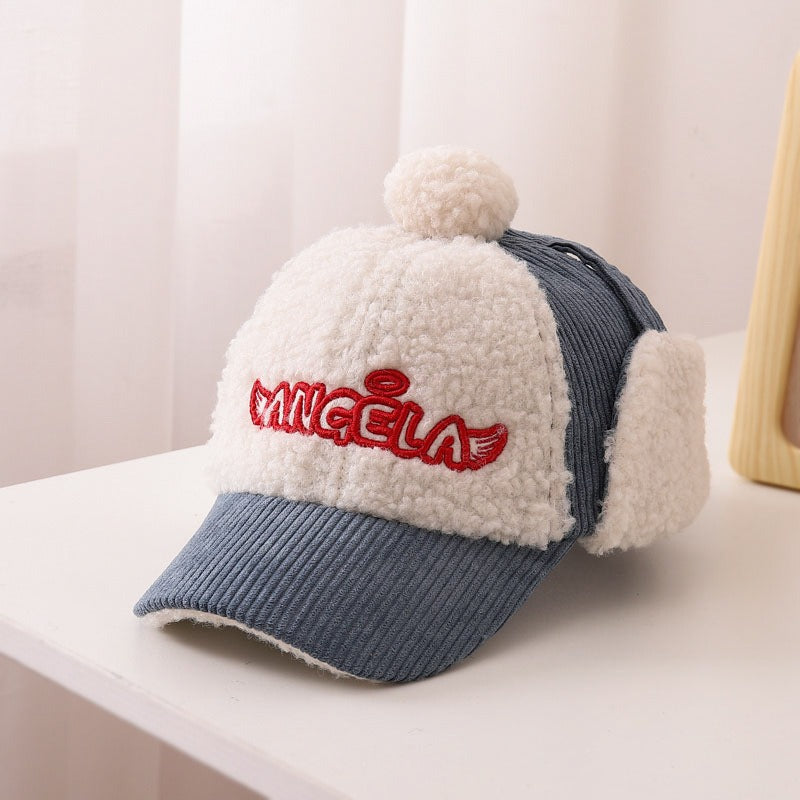Gorra de béisbol de corduroy cálido para niños con protección para las orejas
