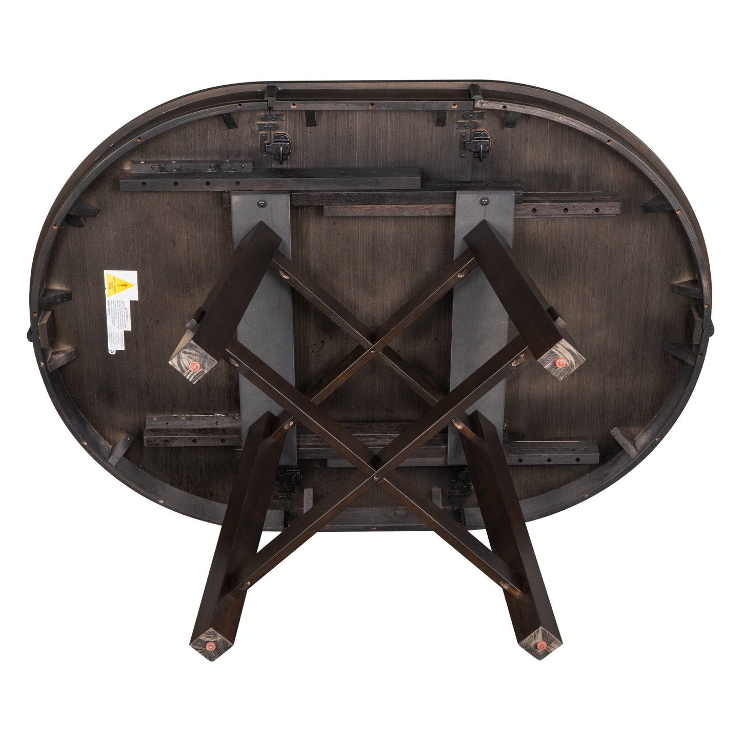 TREXM Farmhouse Round Extendable Dining Table with 16" Leaf Wood Kitchen Table (Espresso) - Korvel