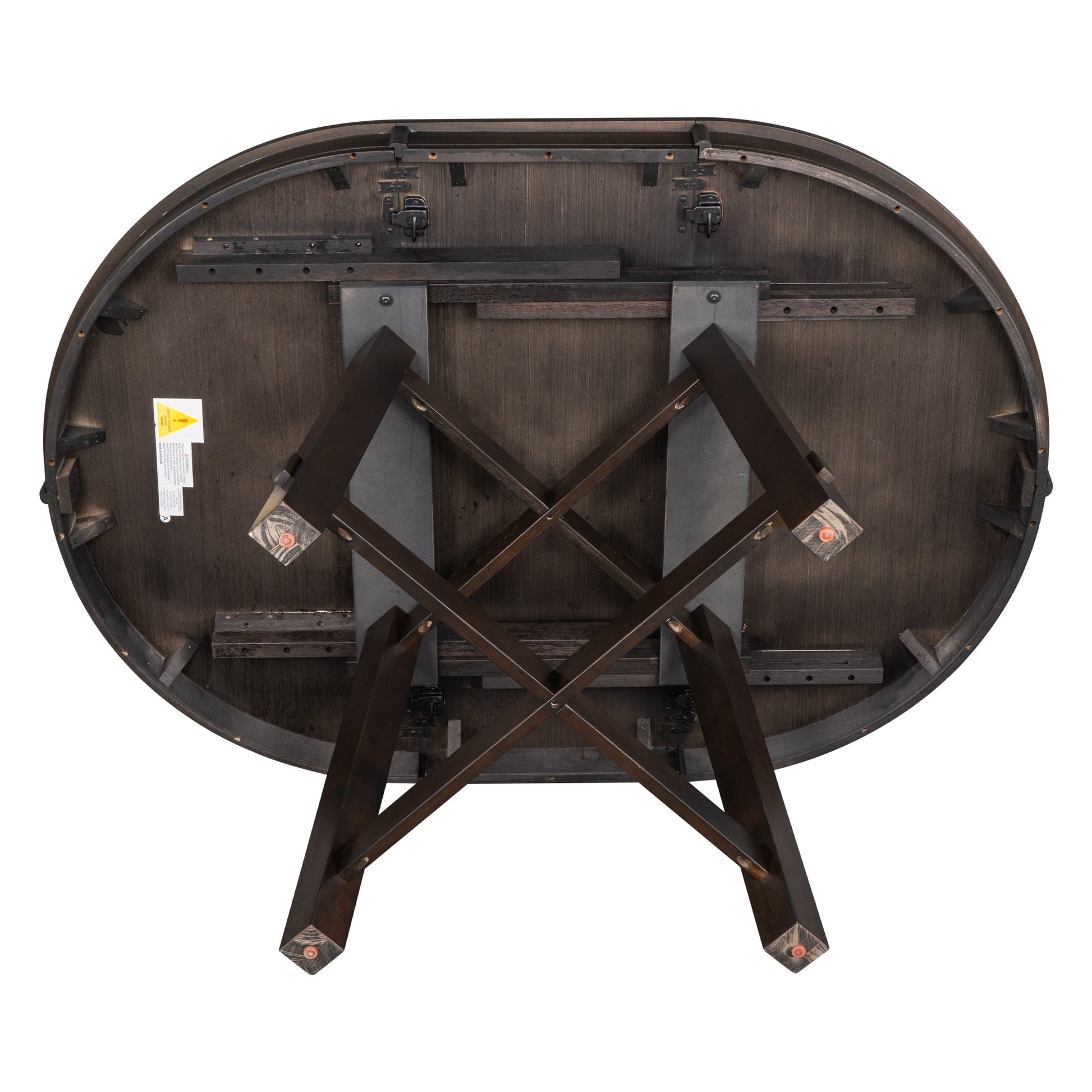TREXM Farmhouse Round Extendable Dining Table with 16" Leaf Wood Kitchen Table (Espresso) - Korvel