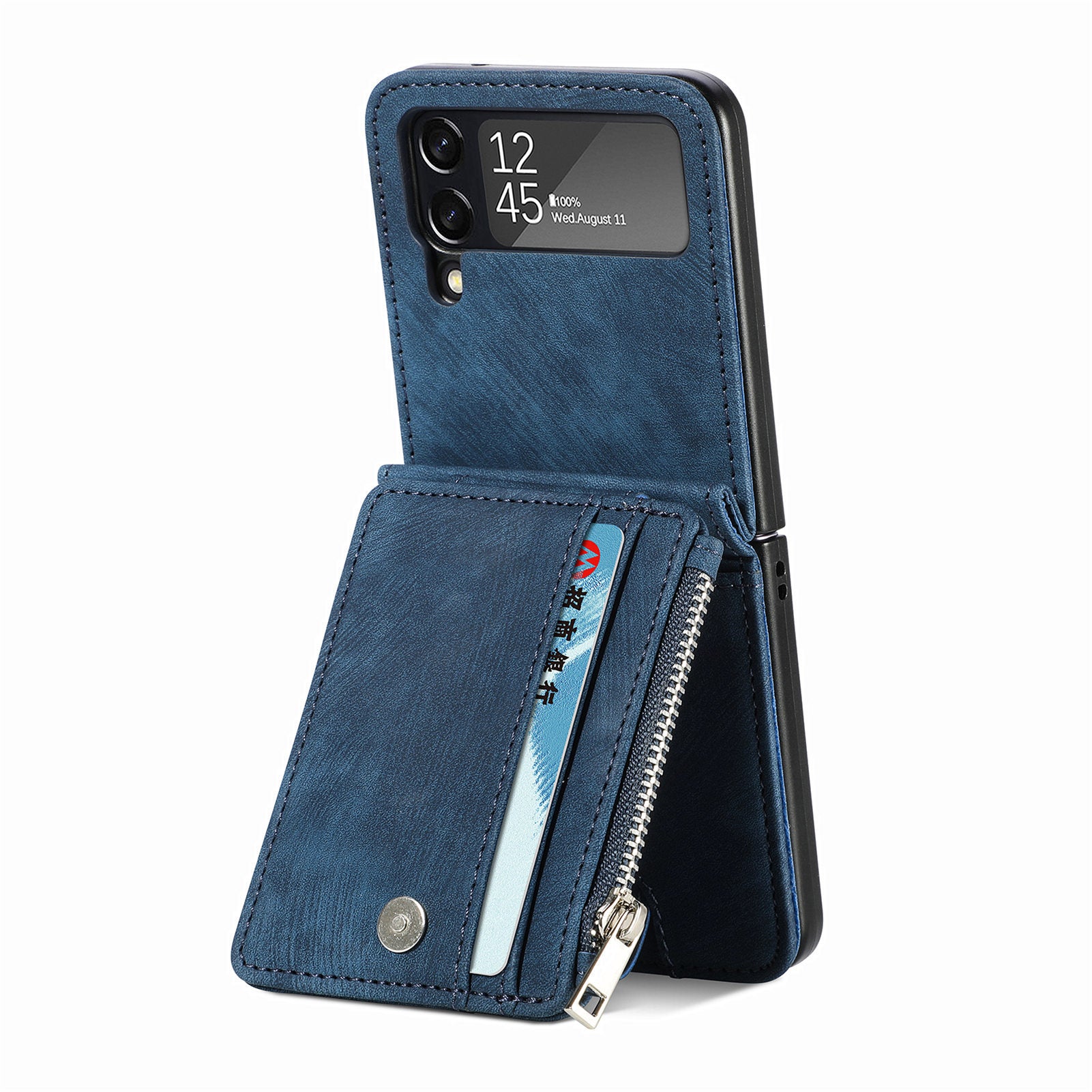 Suitable for Samsung Galaxy Z Flip4 folding phone case zipper card insertion protective cover Z Flip3 flip cover - Korvel