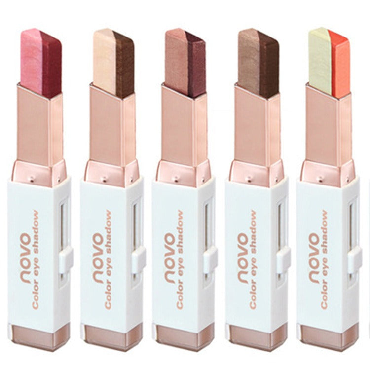 Eyeshadow Stick Stereo Gradient Shimmer Double Color Cream Pen Eye Makeup Cosmetics Tool - Korvel