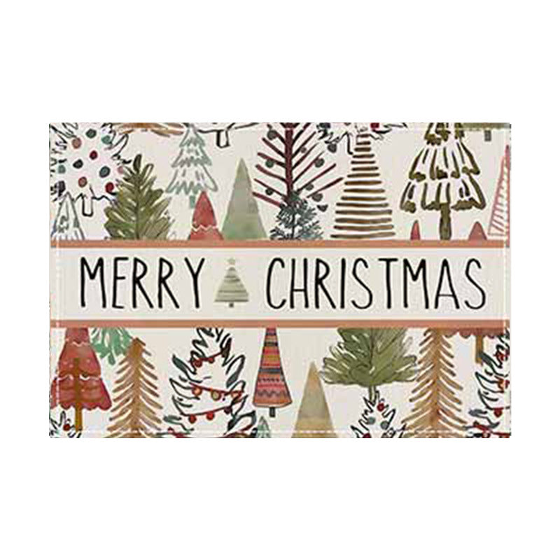 Christmas Tree Print Linen Placemats for Festive Dining