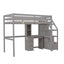 Cama loft tamaño twin con escalera de almacenamiento y escritorio - Gris