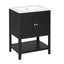 Meuble de salle de bain moderne noir de 24" avec évier en céramique élégant
