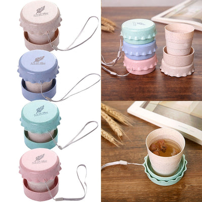 Portable Straw Wheat Plastic Telescopic Drinking Collapsible Folding Cup Travel Camping Convenient Easy To Carry Travel Bottle - Korvel