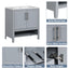 30" Bathroom Vanity with Sink, Multi-functional Bathroom Cabinet with Doors and Drawers, Solid Frame and MDF Board, Grey - Korvel