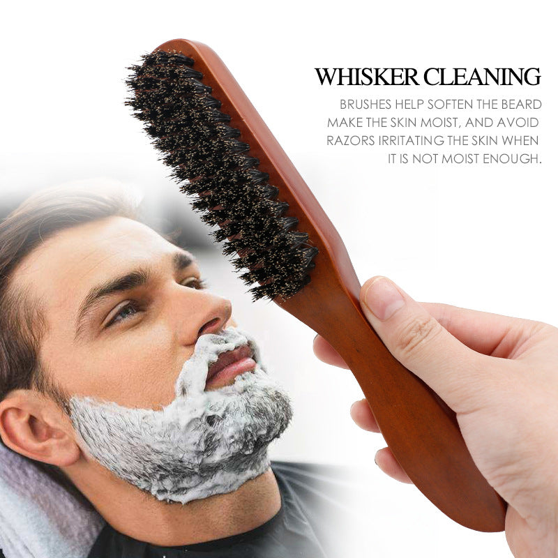Beard Brush for Styling and Grooming, Hair Salon Cleaning Brush, Broken Hair Sweeper, Solid Wood Bristle Beard Comb, Pomade Brush - Korvel
