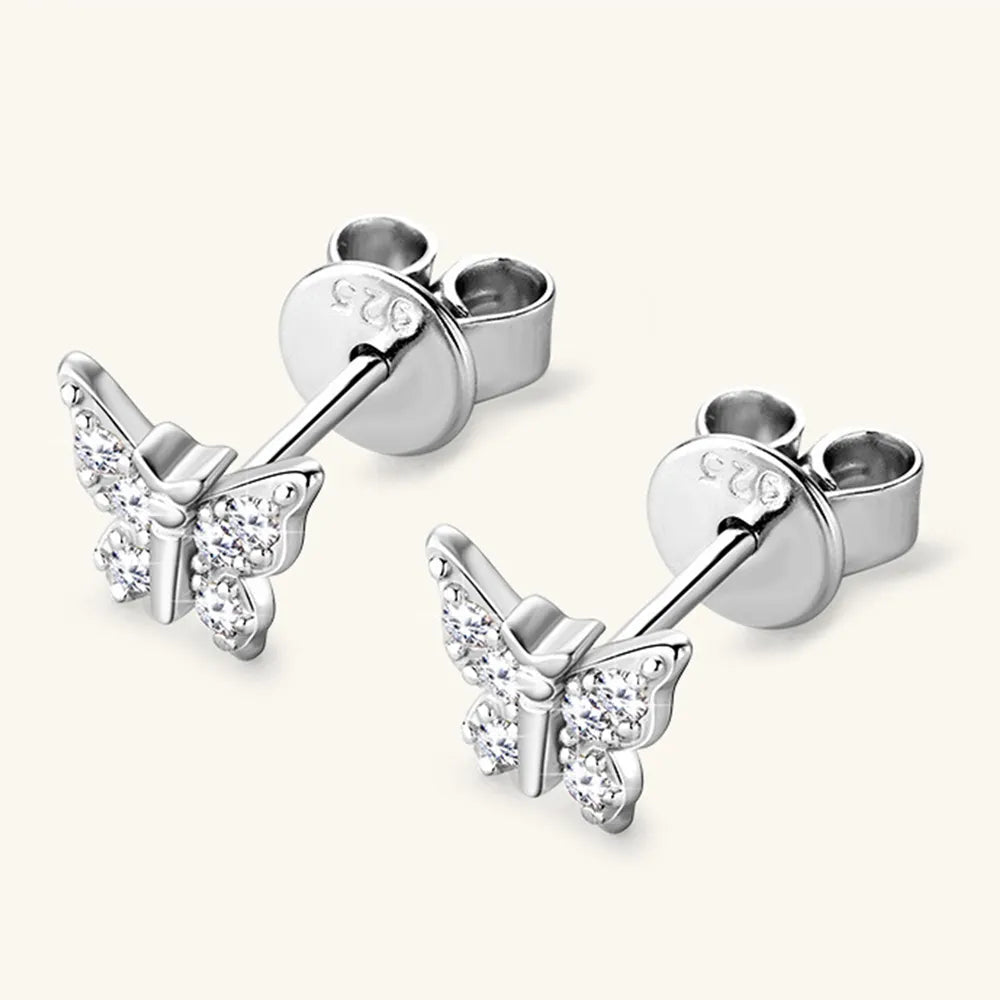 Moissanite 925 Sterling Silver Butterfly Stud Earrings - Korvel
