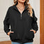 Solid Color Zipper Long Sleeve Pullover Sweatshirt for Women
