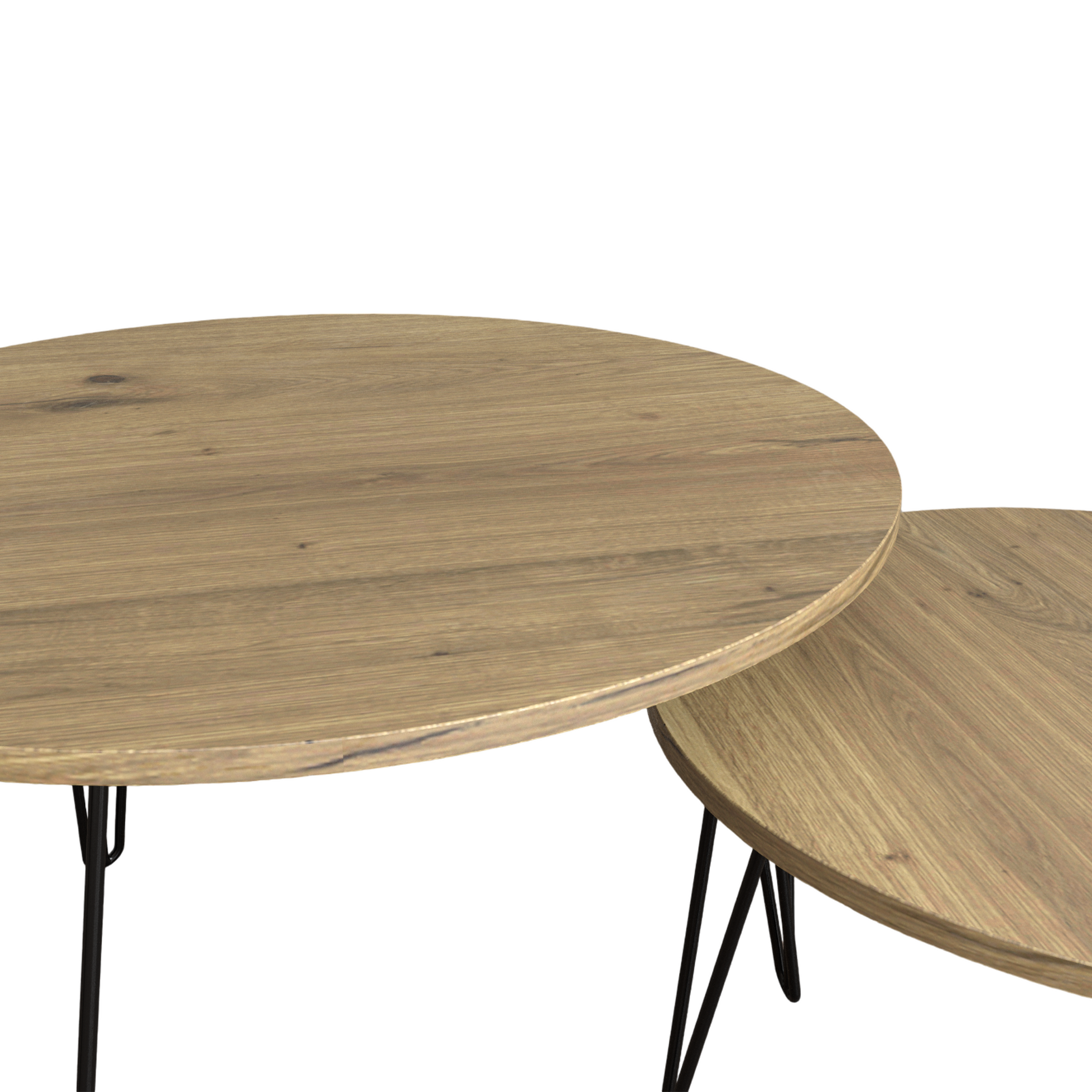 27.56'' Round Nesting Coffee Table Set of 2, Circular Nesting End Table Set  Sturdy Metal Base for Living Room, bedroom, Brown - Korvel