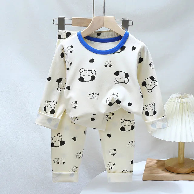 2-Piece Set Soft Cotton Pajamas Children Boys Girls Baby Spring Autumn Cartoon Long Sleeve Home Sleepwear Set 2-10Y - Korvel