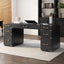 70 inch classic and traditional executive desk with metal trim, writing desk with 2 file drawers, USB ports, and sockets, black - Korvel