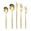 Portuguese Stainless Steel Knife Fork Spoon Golden Steak Knife Fork Set Four-Piece Tableware Set - Korvel