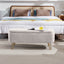 Ivory White Storage Ottoman Bench with Gold Legs