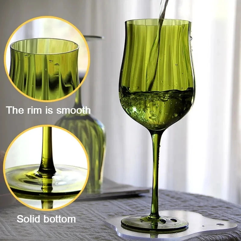 4/2/1Pcs Creative French Medieval Red Wine Glass Hand Blown Margarita Cocktail Goblet Glass Cup Dense Edges Vintage Flower Bloom - Korvel