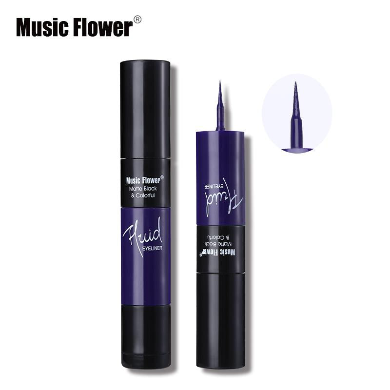 Music Flower Matte Black & Colorful 2 In 1 Waterproof Liquid Eyeliner Pen Makeup Fast Dry Smooth Long Lasting Charm Eyes Liner - Korvel