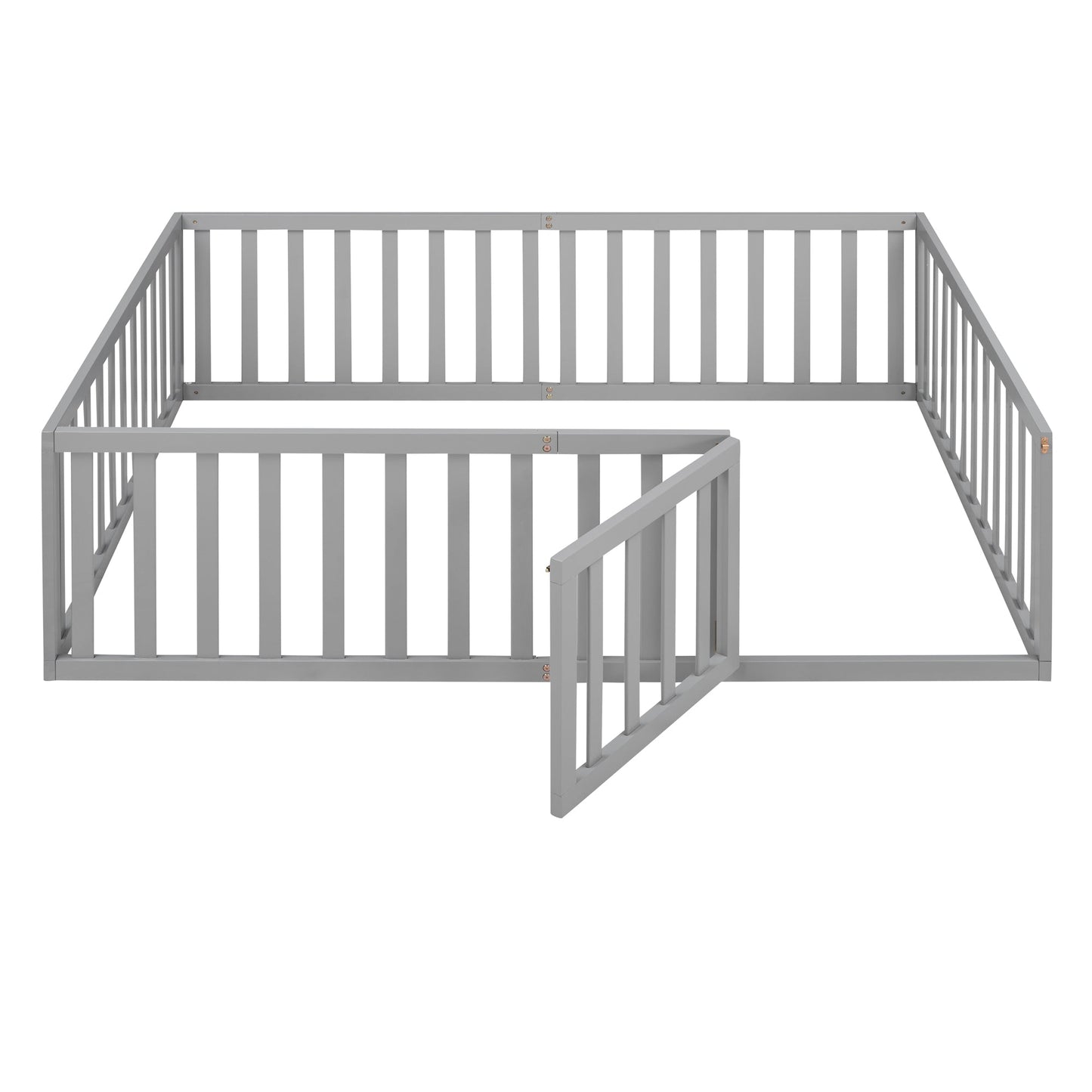 Full Size Gray Wood Daybed Frame with Fence