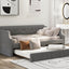 Upholstered Daybed with Trundle, Wood Slat Support,Upholstered Frame Sofa Bed   Twin Gray - Korvel