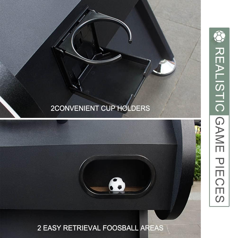Table Soccer Arcade Game: Table Soccer Table - A match sized soccer table with 2 balls and 2 beverage racks - Korvel