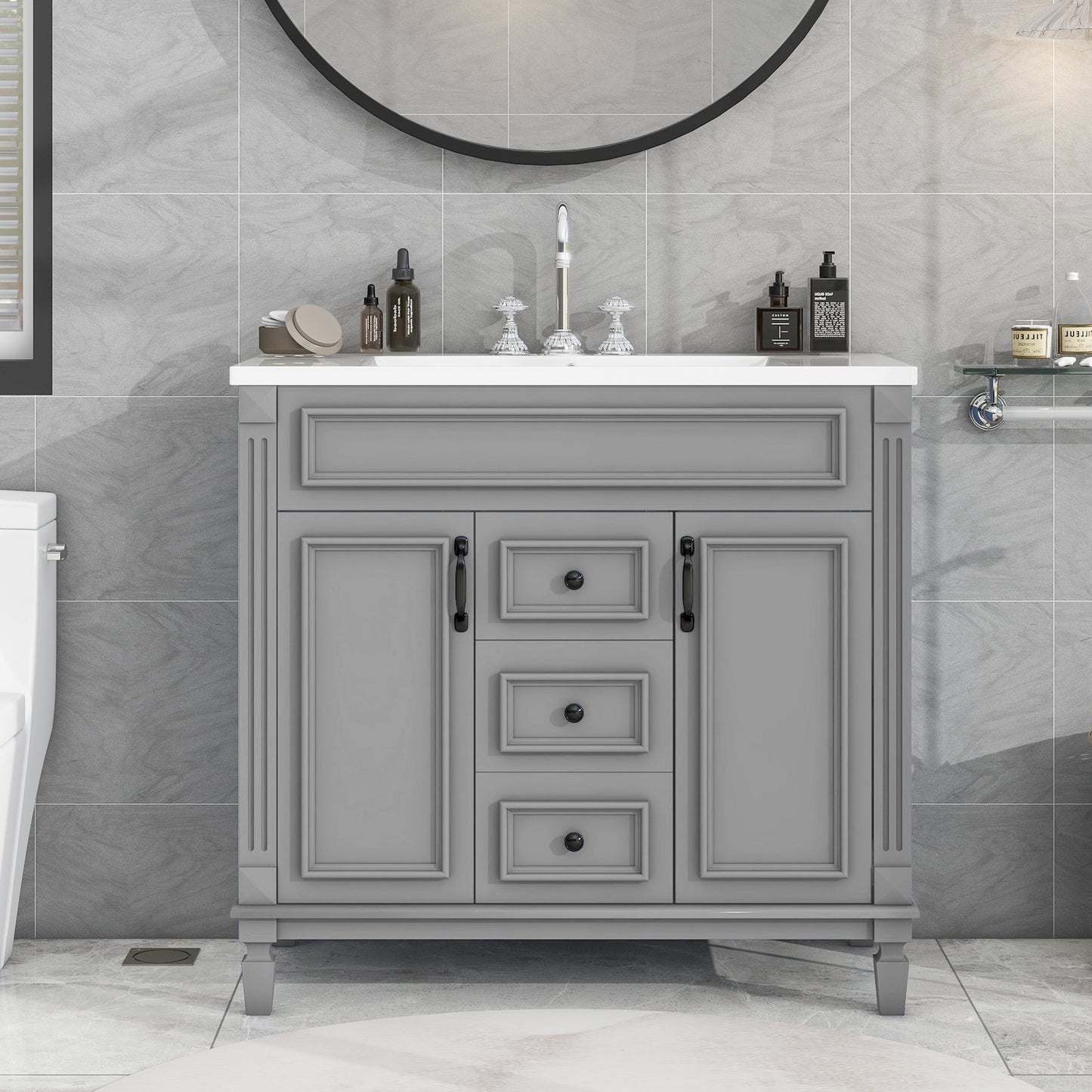 36'' Modern Bathroom Vanity with Soft Closing Doors