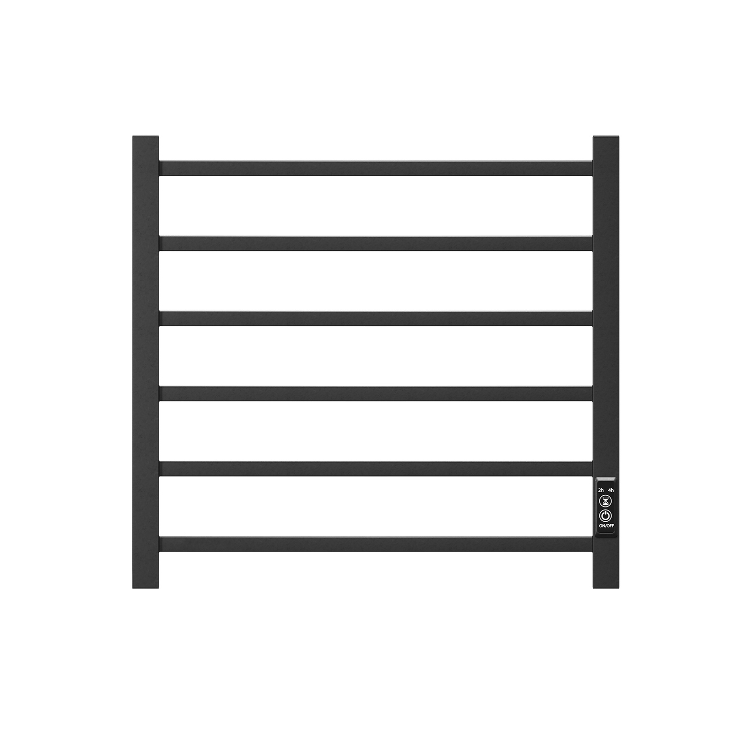 Towel Warmer 6 Bar Electric Heated Towel Rack Wall Mount Plug-in/Bath Towel Heater Matt-Black - Timer - Korvel