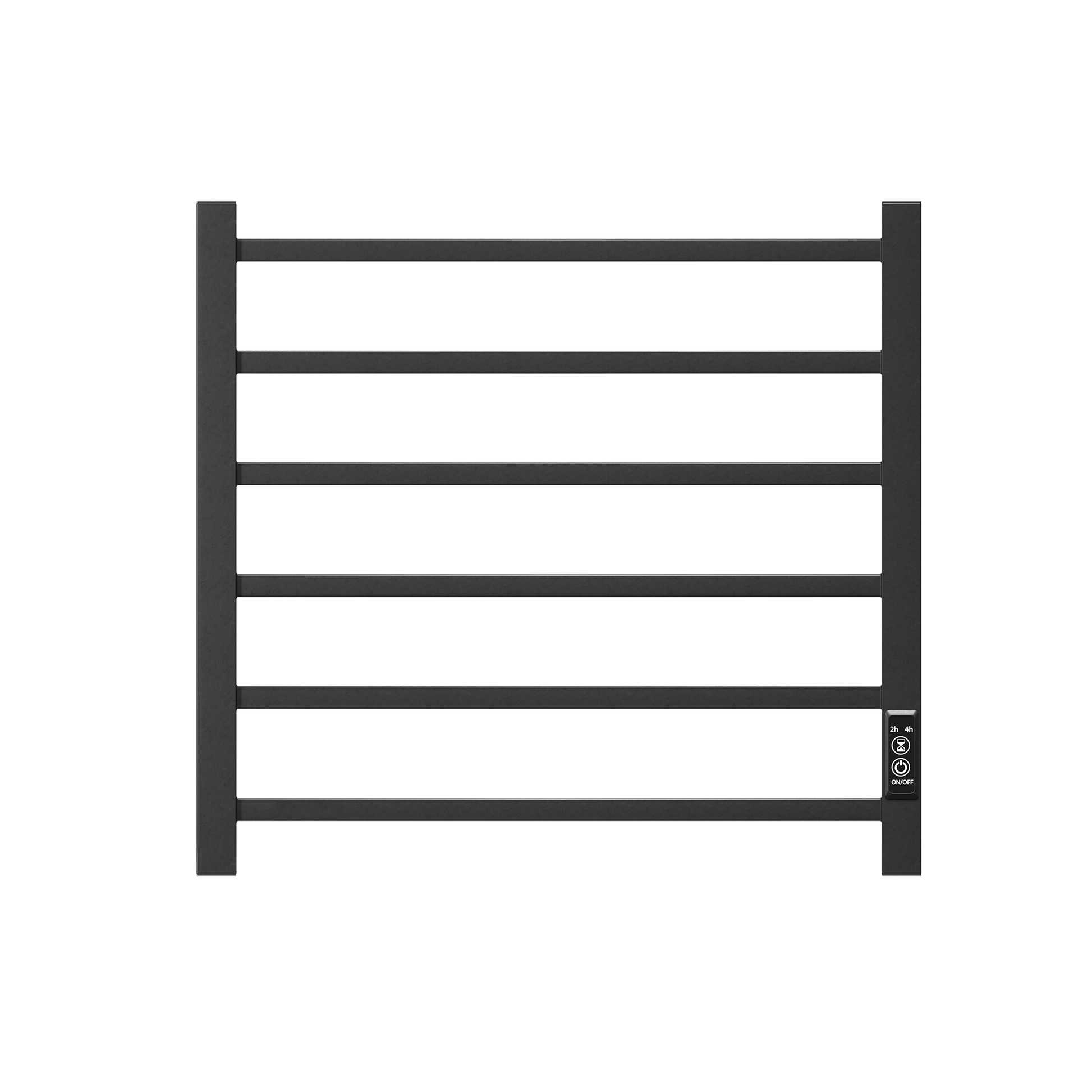 Towel Warmer 6 Bar Electric Heated Towel Rack Wall Mount Plug-in/Bath Towel Heater Matt-Black - Timer - Korvel