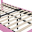 Twin Size Upholstered Bed Frame with LED Lights - Pink & White